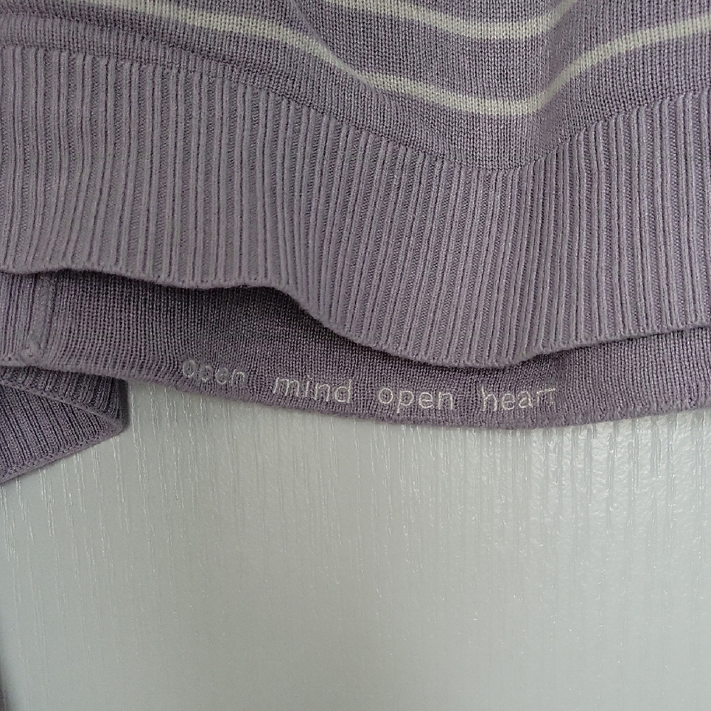 Lululemon Athletica Mauve and White Striped Poncho Shrug Cape Shawl - Picture 2 of 5